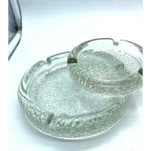 Vtg Mid Century Ashtray Cigar Ashtray Ice texture 60s Chunky‎ retro Mad Men Set